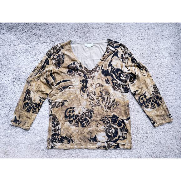 Neiman Marcus Abstract Knit Top Silk Large Vintage Organic Earthy MobWife Fall - Picture 2 of 4